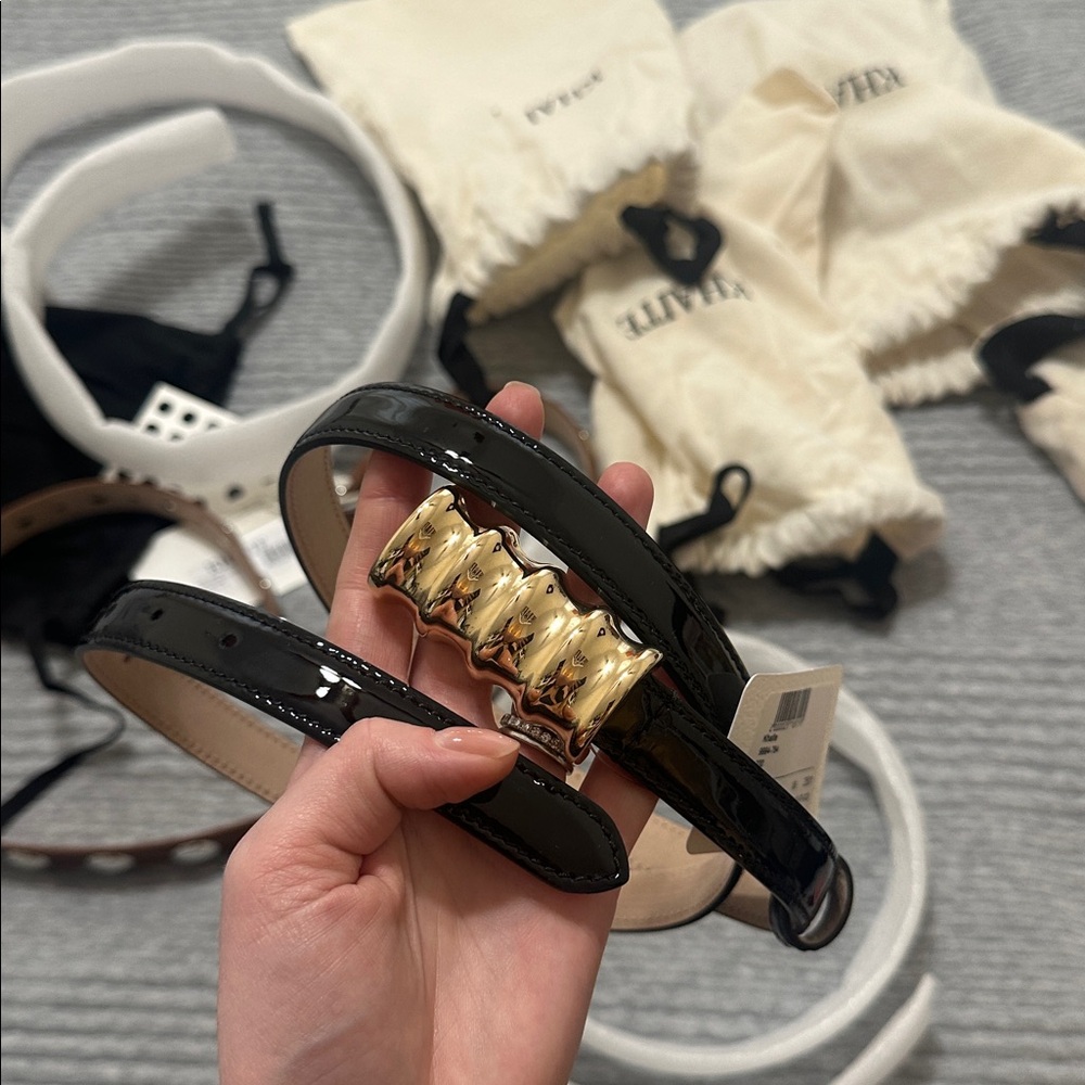 KHAITE Black and Gold Leather Belt - Picture 4 of 4